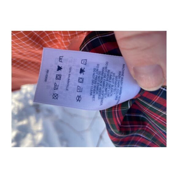 Lands End Plaid Shirt No Iron Tailored Fit Button Down Sz 16/34 Cotton - Picture 3 of 4